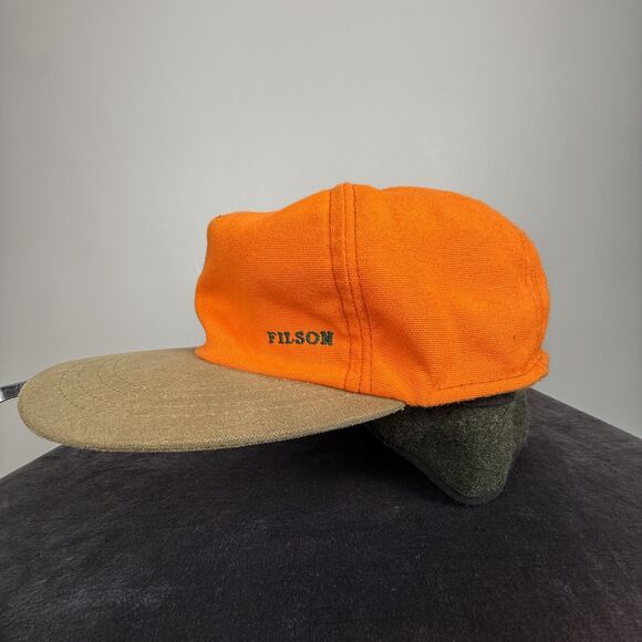 Vintage Filson Ear Flap Hat, Blaze Orange Hunting Cap Size XXL, USA Made - Picture 2 of 11